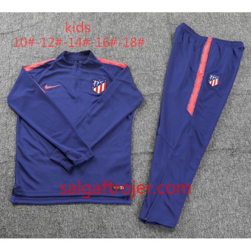 Atlético Madrid Børn Sweatshirt Dragt Blå 2018-2019 Atlético Madrid Børn Sweatshirt Dragt Blå 2018-2019